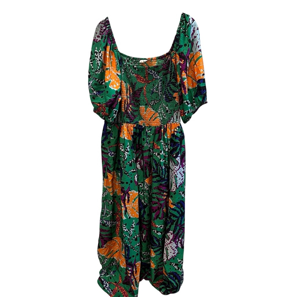 Tropical Floral Green Dress